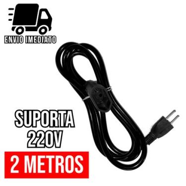 Imagem de Extensão Elétrica Prolongador Preto Extensor de Cabo 2 Metros Bivolt 1