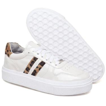 Imagem de Tênis Feminino Moderno Sola Alta em Verniz Polo Blu do 34 ao 40, Bege,