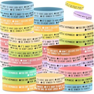 Imagem de Ecation 36 pulseiras motivacionais de silicone coloridas inspiradoras em massa, presente de saúde mental, presente de Natal para funcionários e colegas de trabalho, approximately 2.56 inches/ 6.5 cm,