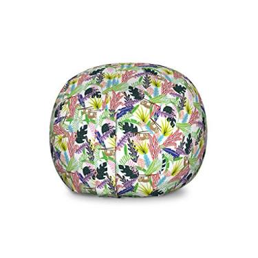 Imagem de Ambesonne Cadeira de brinquedo para amantes de cães, cadeira, pequeno corgi pulando corrida e em pé desenho animado fundo de coração, organizador de animais de pelúcia saco lavável para crianças Large Size Green White