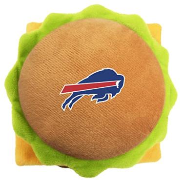 Imagem de Brinquedo de pelúcia NFL Buffalo Bills Cheese Burger para cães e gatos – O mais fofo brinquedo de pelúcia para cães e gatos com barulho interno e lindo nome/logotipo do time de futebol