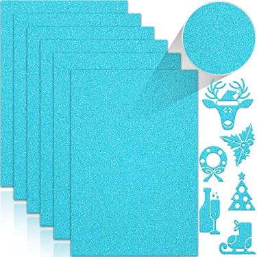 Imagem de Twavang 24 folhas de papel cartolina azul claro glitter, papel brilhante A4 premium para scrapbook, projetos faça você mesmo, decoração de festa, embalagem de presente 250 g/m²/41,7 kg