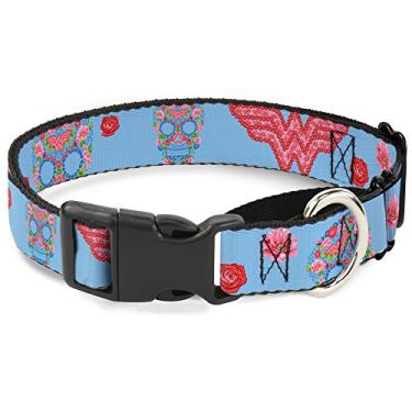 Imagem de Buckle-Down "Coleira Martingale Pastel Mulher Maravilha, Azul Bebê/Multicolorida, 2,5 cm/38-66 cm/Grande