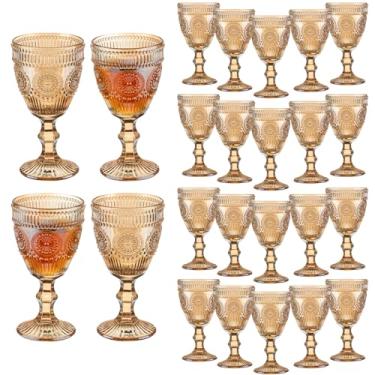 Imagem de XKXKKE: 24 Taças de Vinho Vintage, Vidro Colorido com Design de Flores em Relevo, 293 ml, Perfeitas para Bebidas e Festas