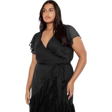 Imagem de City Chic Women's Apparel Vestido feminino Citychic Plus Size com babados midi, Preto, 46