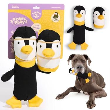 Imagem de Yomp Brinquedo para cachorro pinguim - Brinquedos de pelúcia para cães - Brinquedo de mastigar animais de pelúcia resistentes e duráveis com tela natural e papel enrugado - Brinquedos interativos para