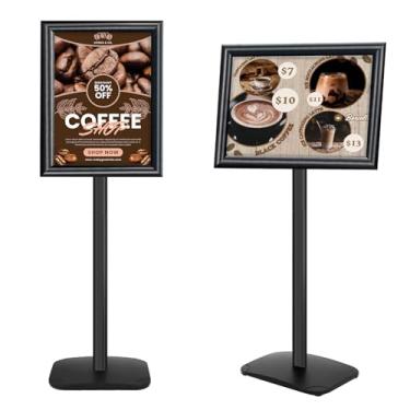 Imagem de Mutualsign suporte de sinalização de pedestal resistente para exibição, suporte de sinalização de chão ajustável de 11 x 17 polegadas com base ponderada, suporte de sinalização de visualizaç