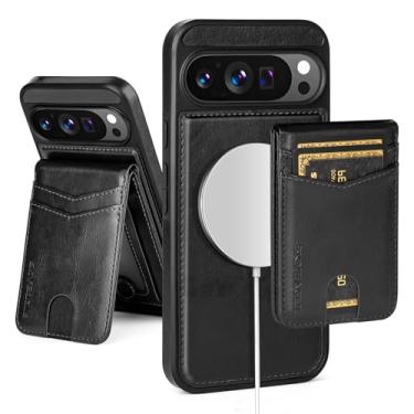 Imagem de SkyEagle Capa carteira compatível Magsafe 2 em 1 destacável para Google Pixel 9 Pro XL com porta-cartões mulheres e homens, couro sintético magnético com bloqueio de RFID, compartimentos de crédito,