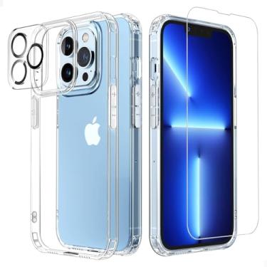 Imagem de [GL CASES] KIT PROTEÇÃO COMPLETA Capa iPhone 15 Pro Max Capinha 15 Pro Max NÃO AMARELA Anti Impacto Silicone Transparente + Película De Tela Vidro 3D + Pelicula De Câmera Para apple iphone 15 pro max