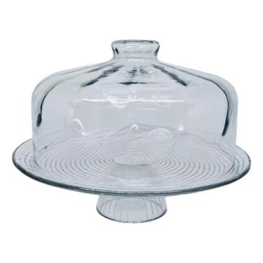 Imagem de Boleira com pé e tampa de vidro rigada