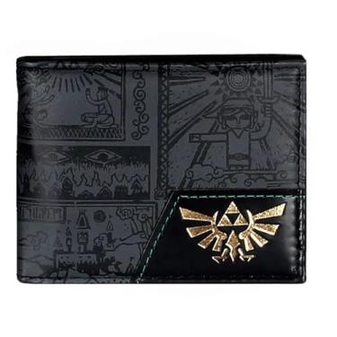 Imagem de Carteira masculina clássica Zeldas Triforce Ancient Stones Logo Bi Fold