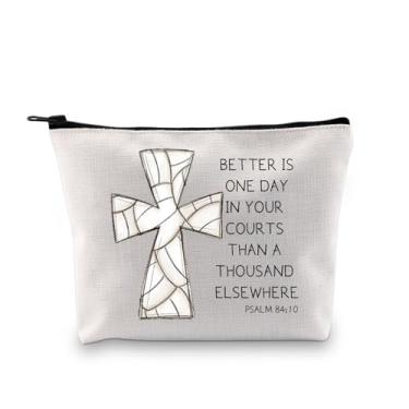 Imagem de GJTIM Bolsa de maquiagem de vôlei para presente inspirador Better Is One Day In Your Courts, kit de sobrevivência de vôlei, Bolsa de vôlei Better, Bolsa cosmética de lona com zíper