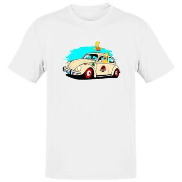 Imagem de Camiseta Unissex Bart e Hommer no fusca do Jurassic Park - Alearts, P