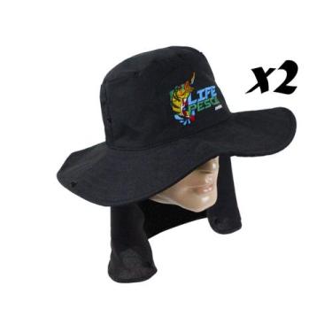 Imagem de Kit 2 Chapéus Com Protetor De Nuca LIFE PESCA - Várias Cores, Preto
