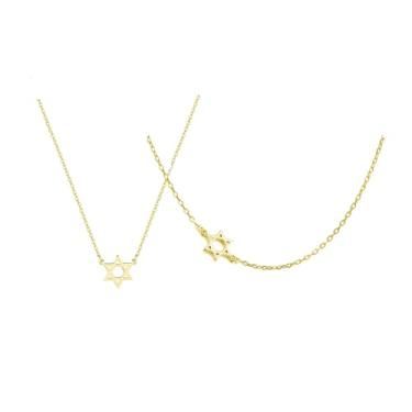 Imagem de Modpide Gargantilha de aço inoxidável com estrela de Davi e colar feminino judeu, Aço inoxidável, Sem Pedra Preciosa