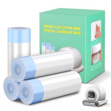 Imagem de 80 sacos de areia para gatos, forros de caixa de areia autolimpantes, sacos de substituição com cordão de 46 x 46 cm, adequados para caixa de robô automática (80 contagens/4 rolos)