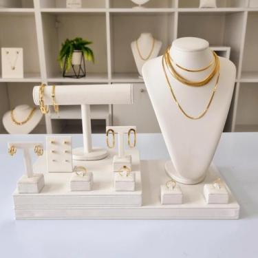 Imagem de Kit Expositor para Joias em material sintético Branco (11 Peças) - Rei