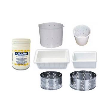 Imagem de Coalho Em Pó Halamix 50g + 4 Formas Plástico + 2 Formas Inox - COMBO