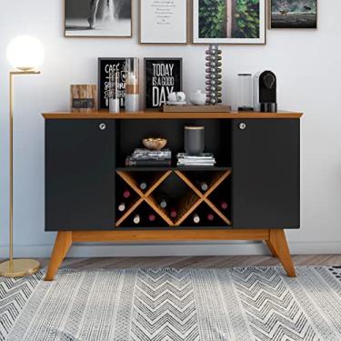Imagem de Aparador Sala pés em Madeira Maciça - Ellegance 2 Portas Preto/Freijó