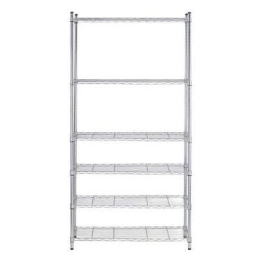 Imagem de Estante De Metal Cromado 6 Prateleiras 180x90x35 Cm Spaceo