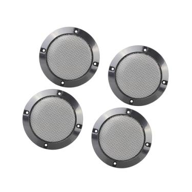 Imagem de ACROPIX 4 peças, capa de alto-falante de áudio brilhante de metal de 10 cm de malha, protetor de buzina para subwoofer, protetor decorativo de grade circular preta para peças de carros de carro
