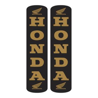 Imagem de Par De Adesivos Protetor De Bengala Honda Laranja Resinado - Resitank