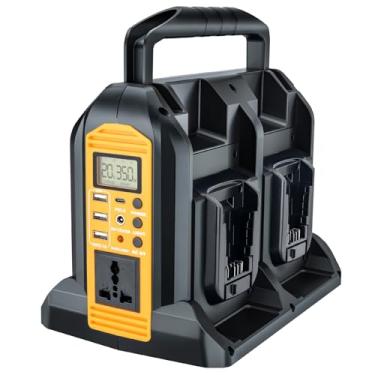 Imagem de YEX-BUR Inversor De Energia De 350 W Para Bateria Dewalt De 20 V E 60 V, Inversor De Onda Senoidal Pura De 4 Portas Dc 20 V Para Ac 120 V Com 3 Portas Usb-A E 1 Porta Usb-C, Luz Led De 300 Lm Para A