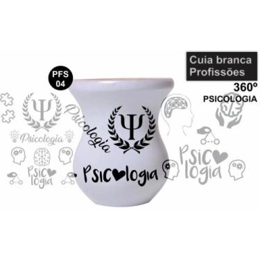 Imagem de Cuia de Madeira Branca Personalizada 360 Profissões - Psicologia - Mix