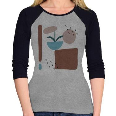 Imagem de Baby Look Raglan Vaso de Planta Minimalista Abstrato Manga 3/4 - Foca 