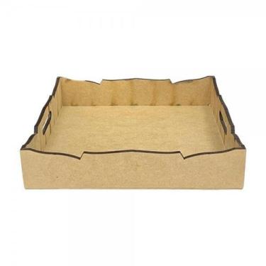 Imagem de Bandeja Cesto B Quadrado Bicuda G 34x34x6cm Em MDF - LUCIANO