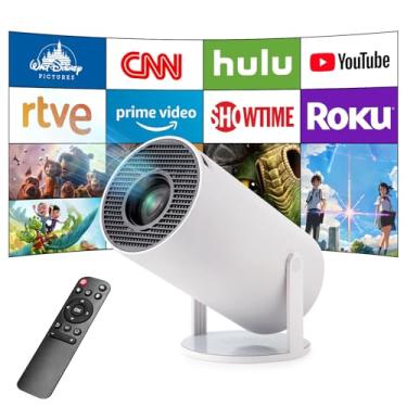 Imagem de Mini projetor inteligente - 4K com WiFi 6 e Bluetooth 5, portátil Android 11, Keystone automático, tela 180 de até 130 polegadas