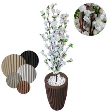 Imagem de Cerejeira Branca Planta Artificial com Vaso Decoração - Flor de Mentir