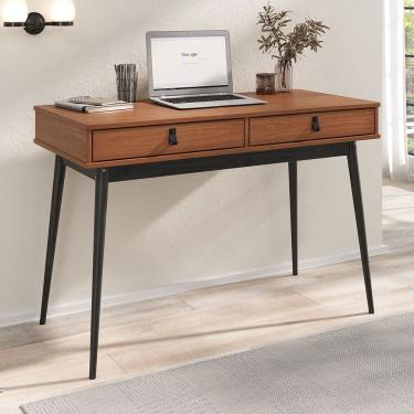 Imagem de Escrivaninha Retro Preto Castanho Madeira Maciça Wanda