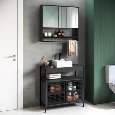 Imagem de Conjunto de Gabinete para Banheiro Industrial Avis 2 PT com Armário Ph