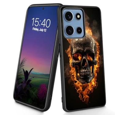 Imagem de Bxgolkgd Projetada para Moto G Power 2025, capa protetora antiderrapante de silicone TPU macio e fino à prova de choque para Motorola Moto G Power/Play 2025 de 6,8 polegadas, caveira de chama