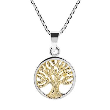 Imagem de AeraVida Colar com pingente de prata banhado a ouro árvore da vida espiritualidade