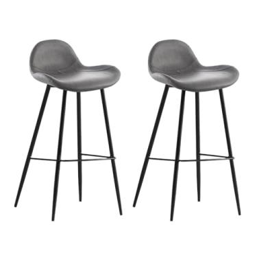 Imagem de Lzyjckh Conjunto de 2 cadeiras de bar, Bancos de balcão modernos Bancos de bar de altura de balcão Banco de bar de café da manhã para balcão de cozinha e sala de jantar,Gray,65 cm high