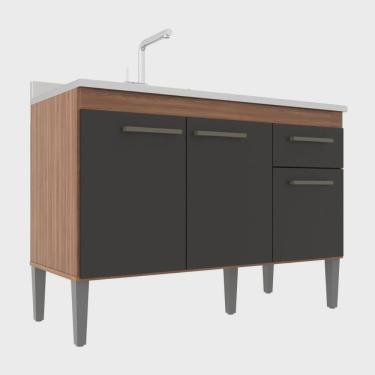 Imagem de Balcão de Pia 120cm Realeza 3 Portas 1 Gaveta