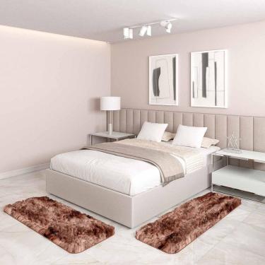 Imagem de Jogo Tapete Passadeira Quarto 2 Uni Mescl Marrom 50 X 140 Cm