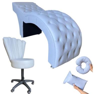 Imagem de Kit Maca M1 60 + Mocho Pétala + Kit Almofadas - In9 Decor, Corino Cinz