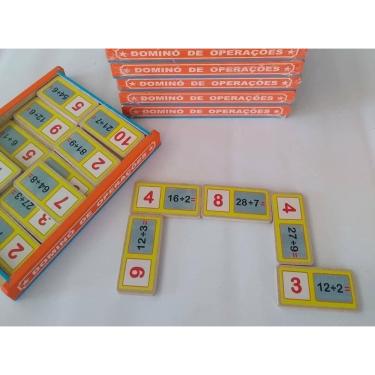 Imagem de Dominó Divisão Madeira 28 Peças - Treine Tabuada