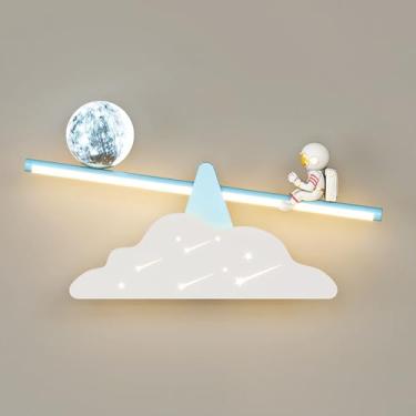 Imagem de HOSETEON Aronaut r Quarto infantil, metal com persiana acrílica, LED moderno de 12W, luminária de parede de cabeceira, arandela