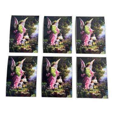 Imagem de Kit 6 Adesivos Vinil Impermeável Anjo da Guarda 10x8 cm - Lua Mística 