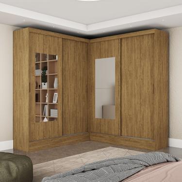 Imagem de Closet Casal Duplo Belém 4 Portas com Espelho 4 Gavetas Carioca Móveis - Cinamomo