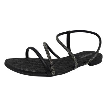 Imagem de Sandália Rasteirinha Feminina Strass Delicada Mississipi