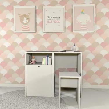 Imagem de Escrivaninha Com Baú E Banquinho 80 Cm 100% Mdf