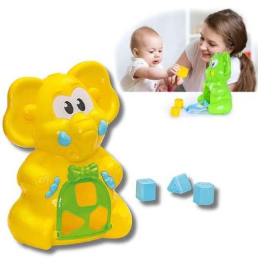 Imagem de Elefante Ted 24cm Brinquedo Infantil Didático Peças encaixar - JxP Bri