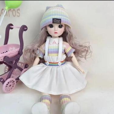 Imagem de Boneca Articulada de 30cm com Roupas, Sapatos 3D e Olhos Marrons - 12 