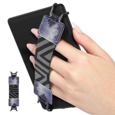 Imagem de MoKo Alça de mão de segurança para tablet Kindle eReaders Fire de 6-8 polegadas, Kindle/Kobo/Voyaga/Lenovo/Sony Kindle E-Book, alça de mão versátil de alta elasticidade, suporte de dedo leve, floresta