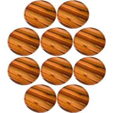 Imagem de Kit 10 Tábuas de Madeira para Servir Pizza Frios 38cm Redondas Pizzarias Restaurantes